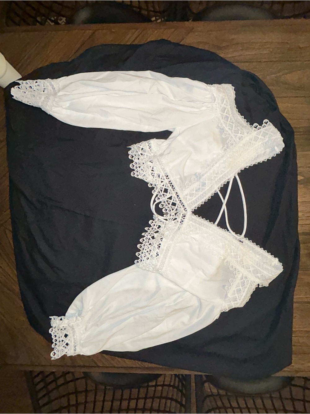 Fashion Nova White Lace Off-Shoulder Bandeau Top - Size large
